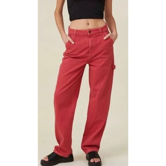 Cotton On red carpenter jeans size 6 - Picture 2 of 11